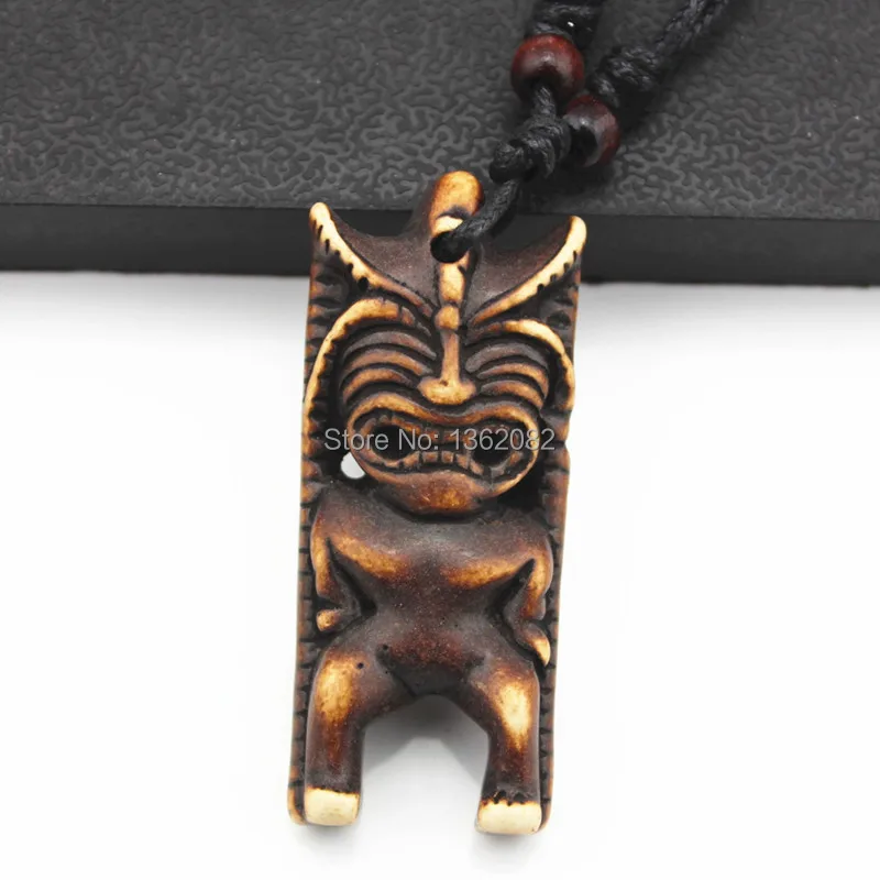 Оптовая Продажа Лот 12 шт. моделирование кости резные маори тики человек кулоны