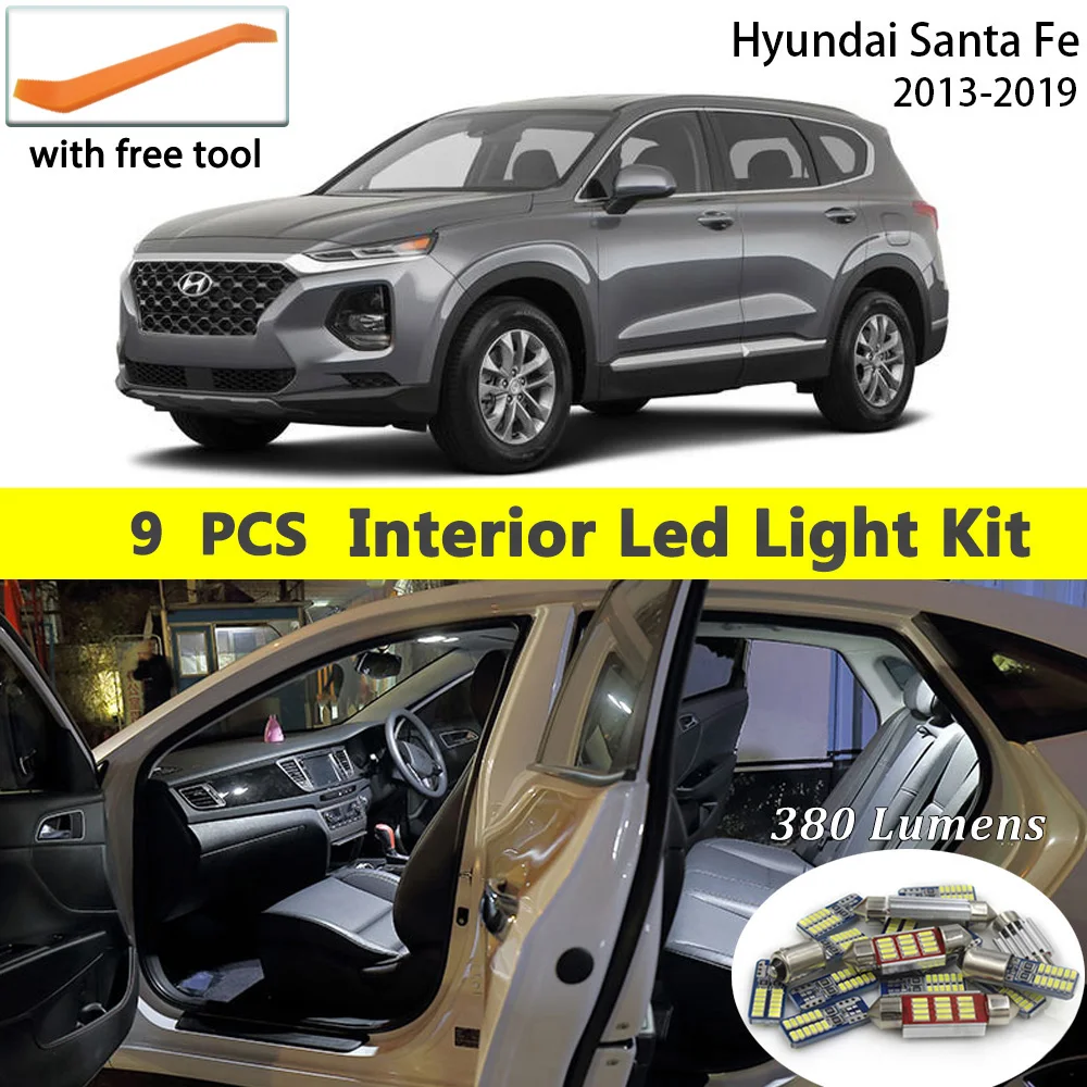 11 шт. белые светодиодные с CANBUS салона комплект ламп для hyundai Santa Fe санта фе 2013- светодиодная гирлянда для внутреннего купола огни