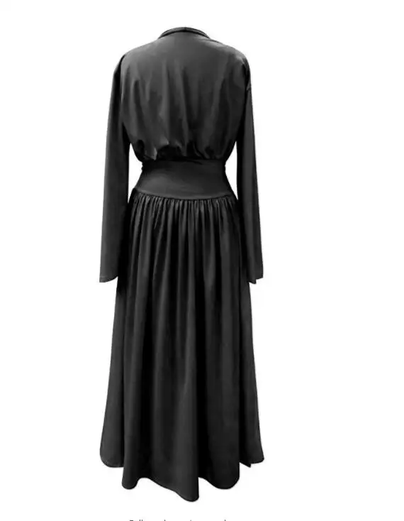WBCTW Long Sleeve Bandage Dress Floor Length Deep V-neck XXS-7XL 8XL 9Xl Plus Size Elegant Woman Party Navy Blue Satin Dresses | Женская