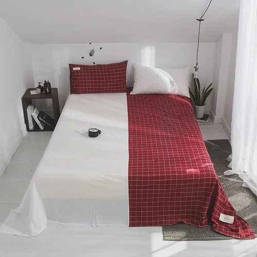 bedsheet 8 Белый синий гладкая хлопковая материя простыни Твин Полный Королева Размер покрывало кровать простыня драп де ЛИТ колледж в общежитии сабаны де альгодон - Цвет: bedsheet 8