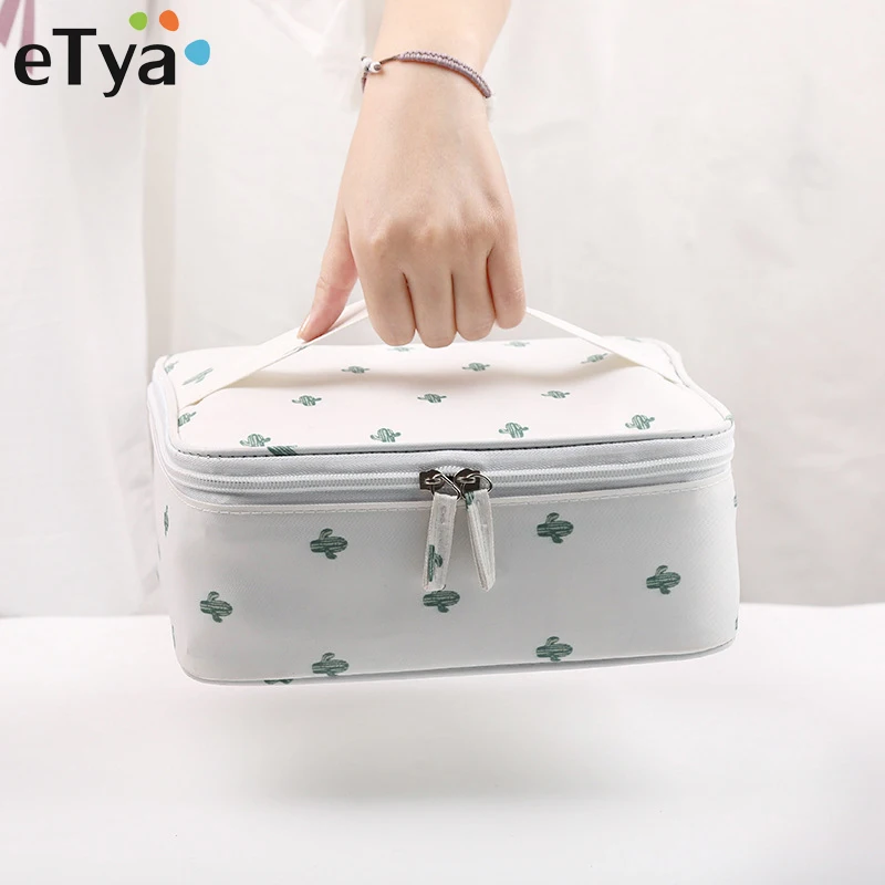 ETya дорожная Водонепроницаемая женская сумка-косметичка Сумка Чехол кактус макияж органайзер для туалетных принадлежностей сумка для хранения профессиональная Палетка