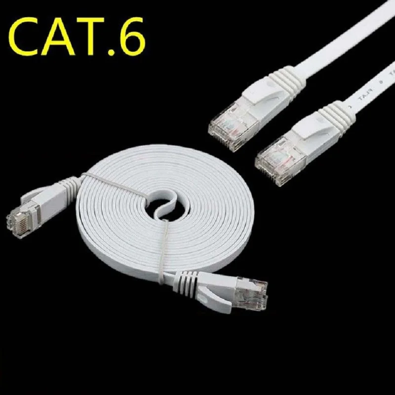 Плоский сетевой кабель UTP Ethernet CAT6 LAN RJ45 0 25 м0 5 М1 1 м 2 м3 10 15 20 30 черный/белый|cable rj45|cable