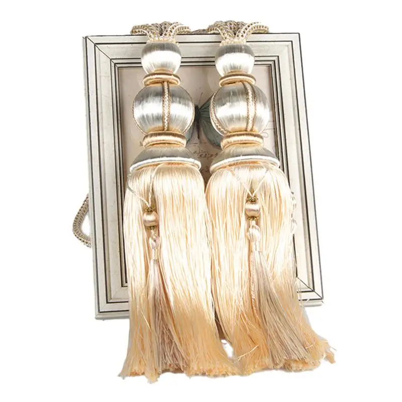 Beige 1 пара веревки для штор подхваты для штор Висячие кисточки подхваты для штор аксессуары жемчуг шар бисером висячий шар 40 - Цвет: Beige
