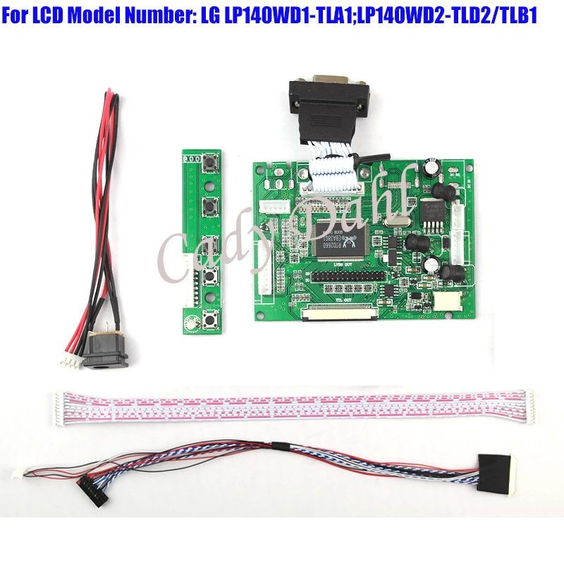 Плата контроллера VGA AV LVDS + 40 контактный Комплект кабелей Lvds ДЛЯ LP140WD1 TLA1/TLM1 LP140WD2