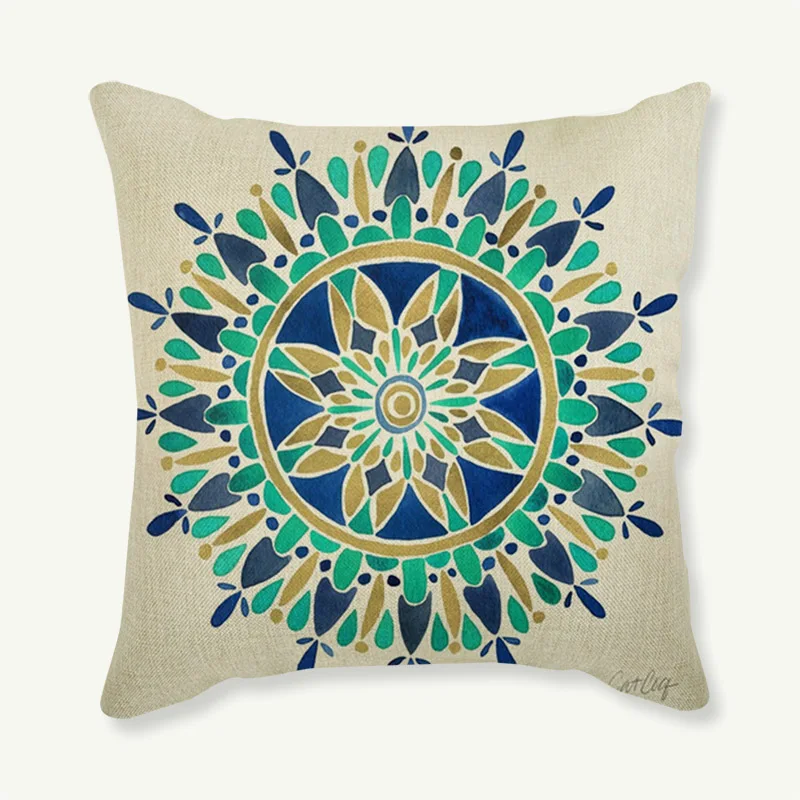 Розовая Мандала ручной работы декоративная подушка для дивана чехол богемный