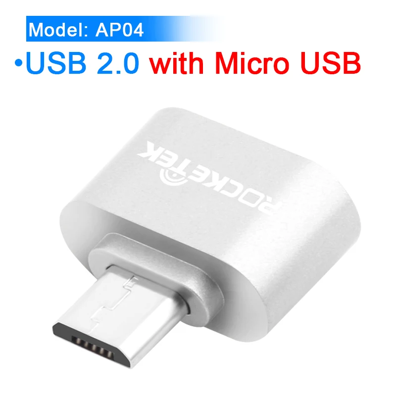 Silver USB 2.0 Rocketek Высокое качество микро USB OTG адаптер Аксессуары Мужской конвертер для samsung Xiaomi LG huawei Android мобильный сотовый телефон - Цвет: Silver USB 2.0