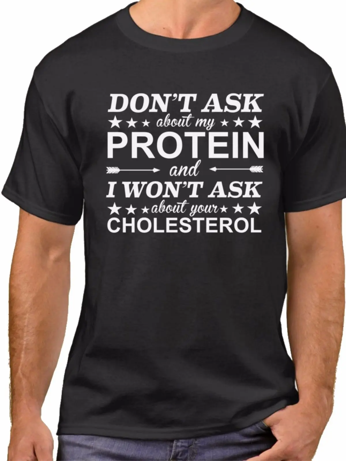 Не спрашивайте о моем белки и я не спросить вашем холестерина футболка Vegan шею