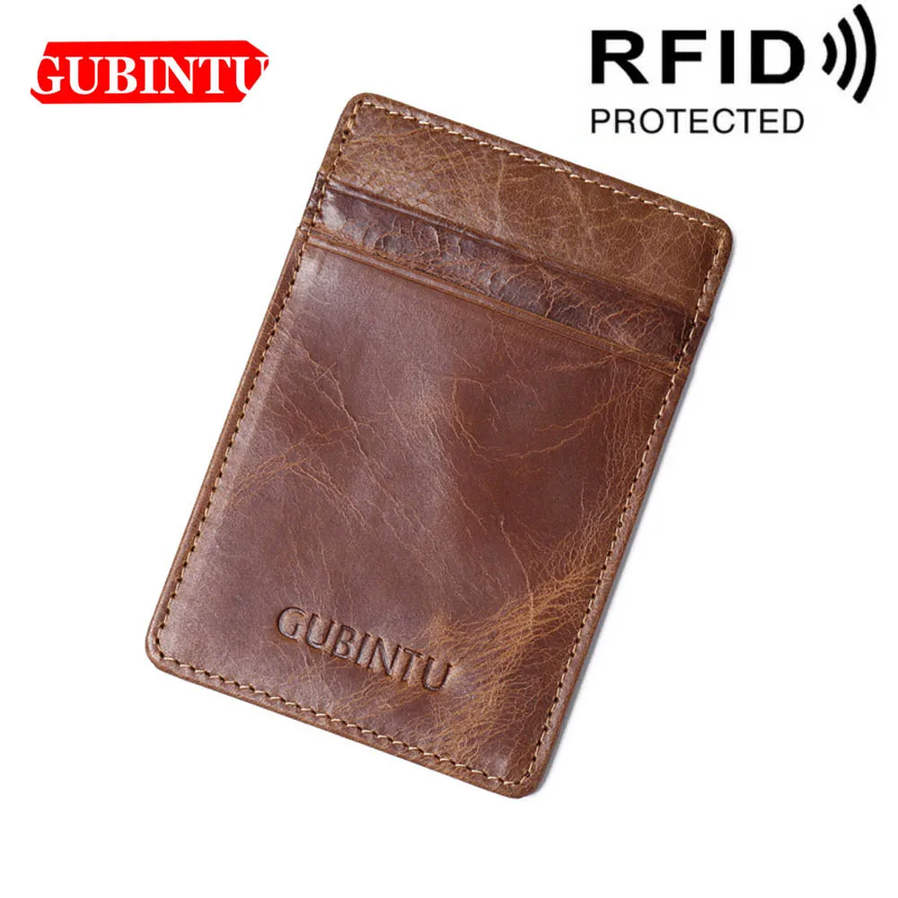 Кошелек GUBINTU из натуральной кожи карта RIFD держатель для ID карты Passcard короткий