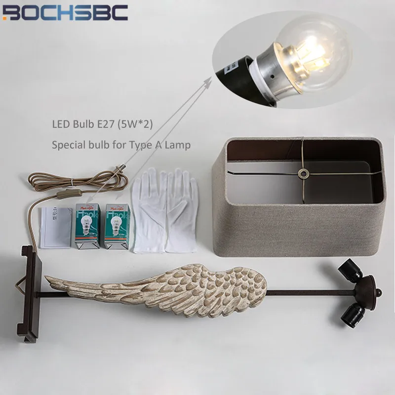 BOCHSBC американский кантри настольная лампа деревянные крылья художественная