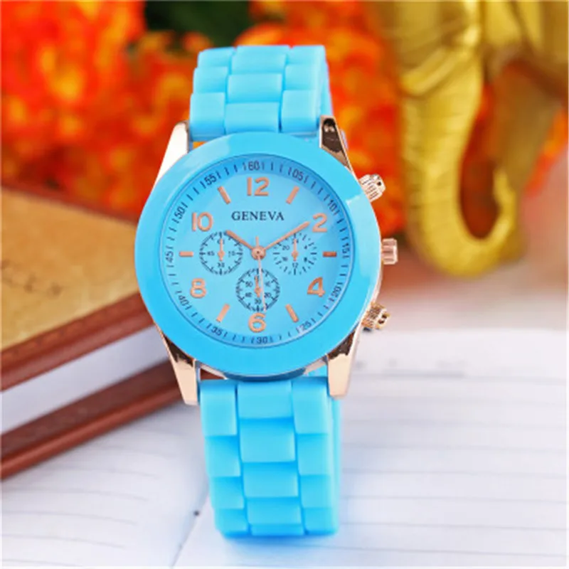 light blue Люксовый бренд, Силиконовые кварцевые часы для женщин и мужчин, Дамская мода, браслет, наручные часы, наручные часы, relogio feminino masculino часы - Цвет: light blue