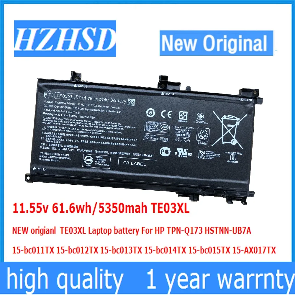 

11.55v 61.6wh/5350mah TE03XL NEW origianl TE03XL Laptop battery For HP TPN-Q173 HSTNN-UB7A 15-bc011TX 15-bc012TX 15-bc013TX