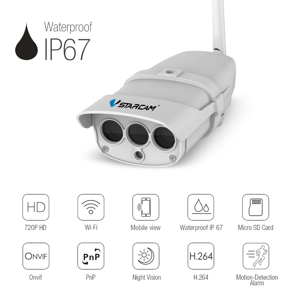 

C7816WIP IP Camera wifi Webcam CCTV Outdoor Wireless security camera Waterproof IP67 20M IR range support 64G SD Card