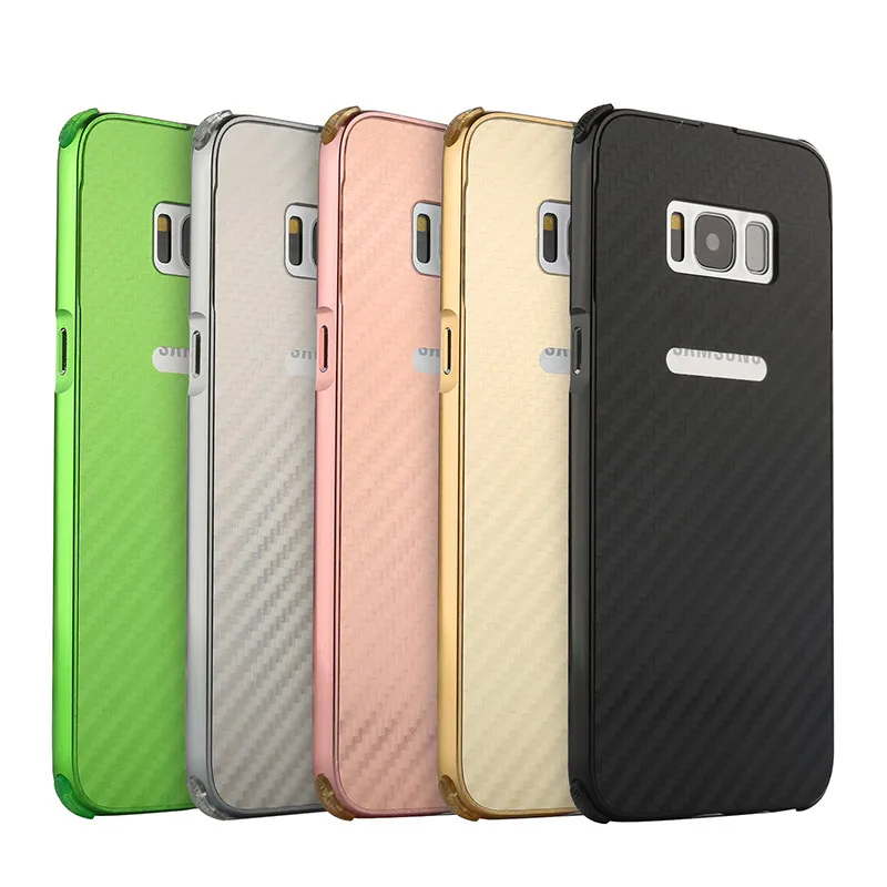 For Samsung S 8 S8 Case Metal Frame with Carbon Fiber Hard Cover for Galaxy G950 G9500 Shockproof |