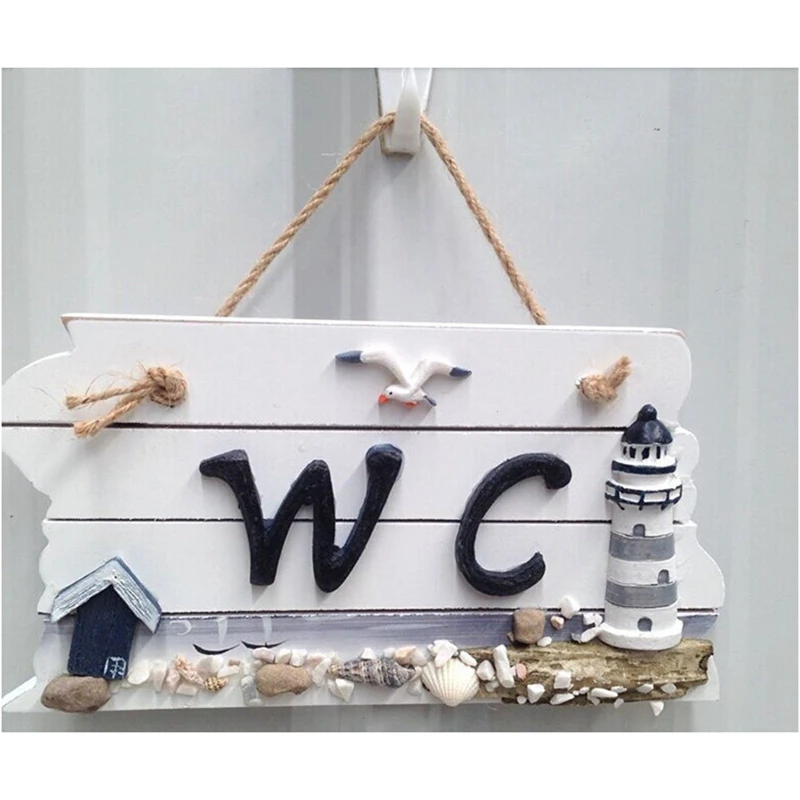 Mediterranean Style Nordic Wooden WC Shingle Doorplate/Plaque/Sign | Обустройство дома