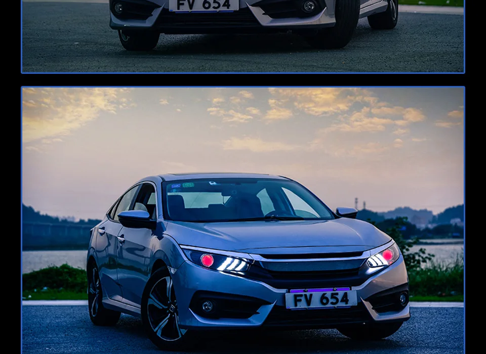 AKD Тюнинг автомобилей фары для Honda CIVIC X G10 Mustang светодиодные фары DRL ходовые огни Биксеноновые лучевые Противотуманные фары с ангельскими глазками