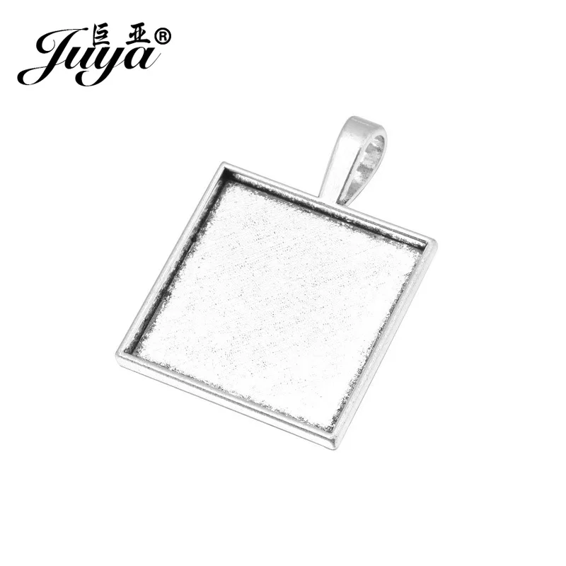4pcs Wholesale JUYA 25 мм квадратный Сплав Кабошон Камея База лоток пустой Fit 25 мм стеклянный кулон DIY ювелирных изделий фурнитура - Цвет: 4pcs Wholesale