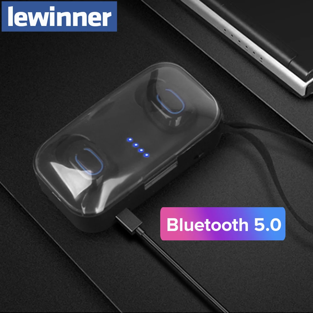 Lewinner Bluetooth 5 0 TWS наушники стерео вкладыши Беспроводные с зарядным устройством