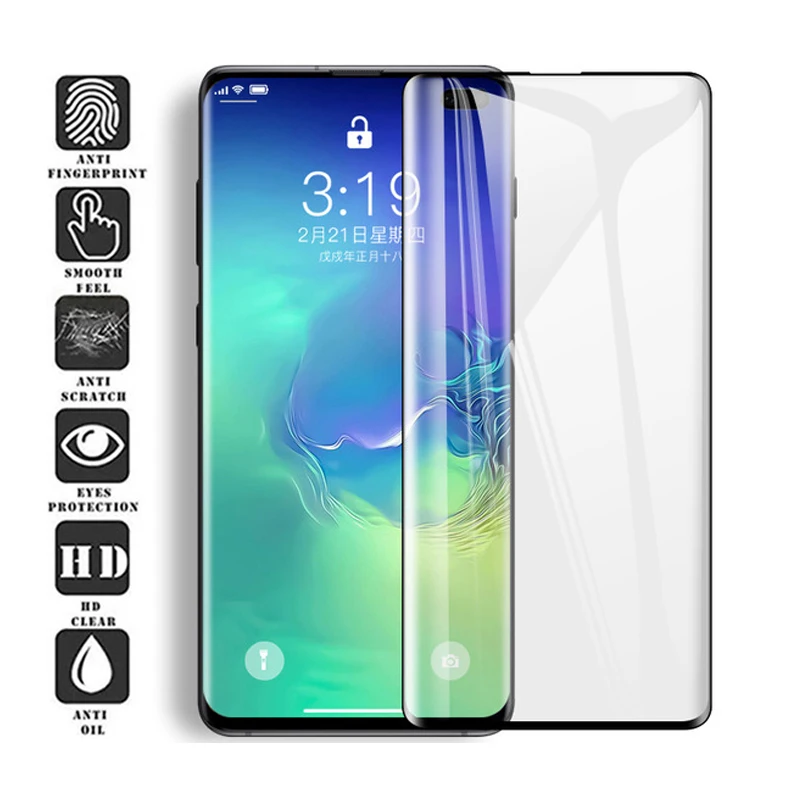 3D полное покрытие закаленное стекло для Samsung Galaxy S10 Plus S10e SM G970F G973F G975F защита экрана