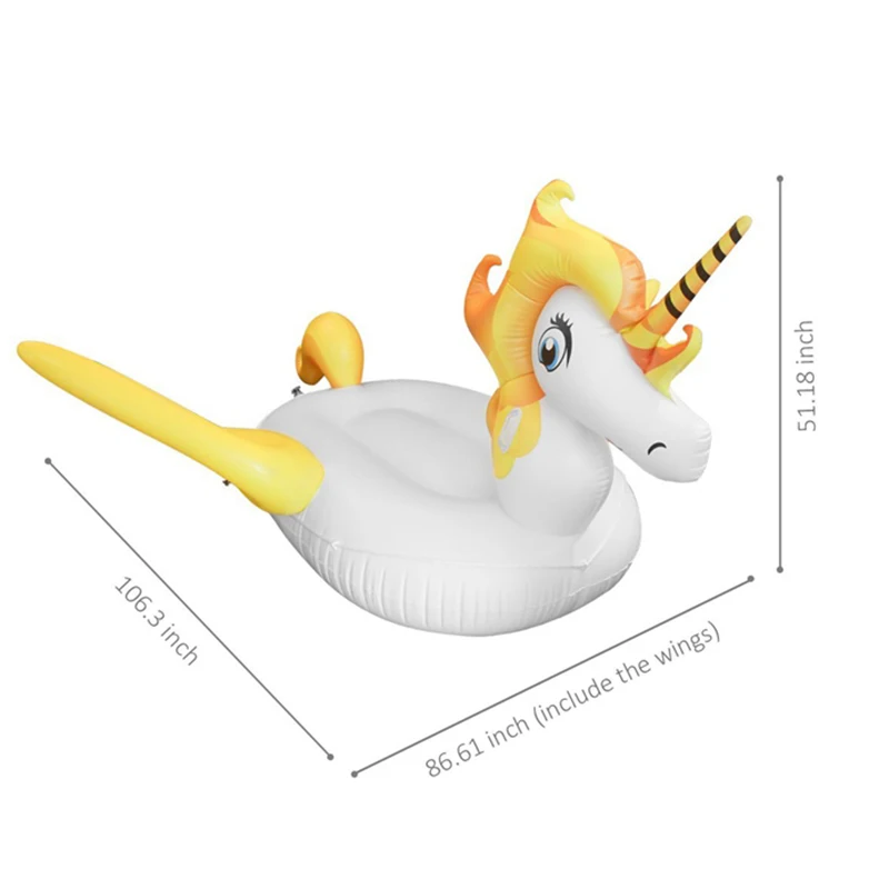 Гигантский надувной Единорог желтый Pegasus бассейн поплавок круг воздушный матрас