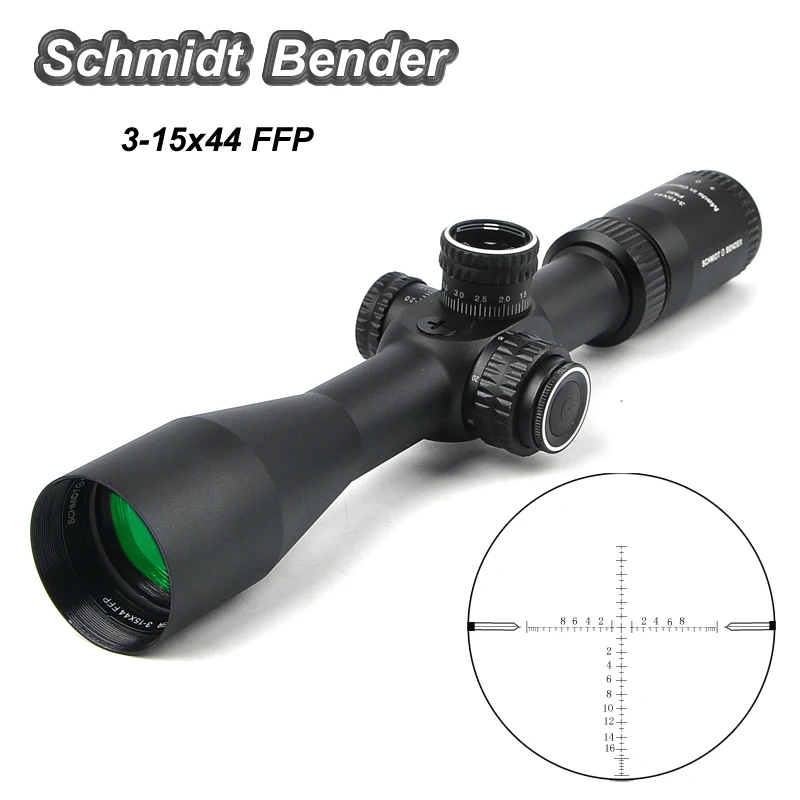 Schmidt Bender 3-15x44 FFP высококачественный Тактический охотничий прицел стекло гравированное сетка анти-шок прицел с подсветкой