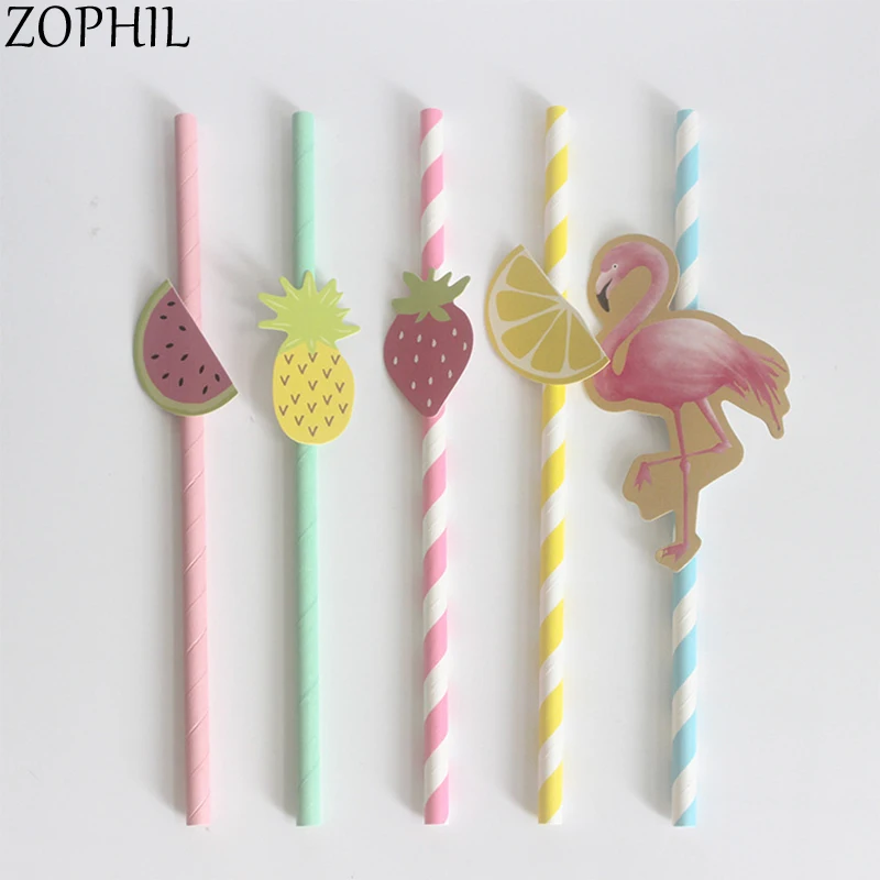 10 шт. Фламинго бумага для вечеринок питьевые соломинки тропическая Вечеринка DIY