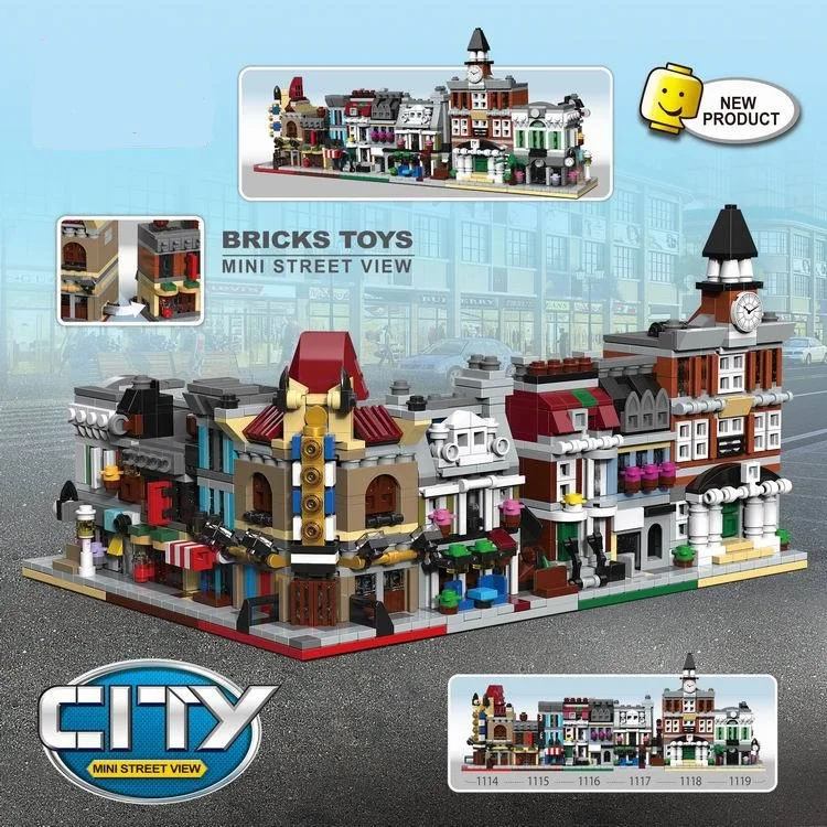 6 in 1 Model building kit compatible with loge city mini Creators serie town hall Brick Bank Building City street 1000+pcs | Игрушки и