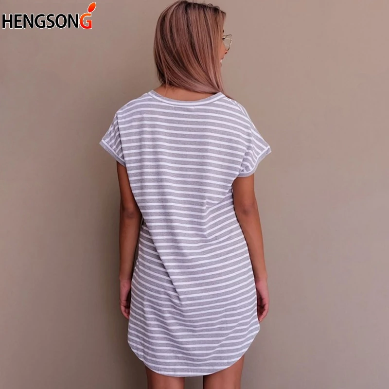 HENGSONG летнее Повседневное платье в полоску женское повседневное свободное мини с
