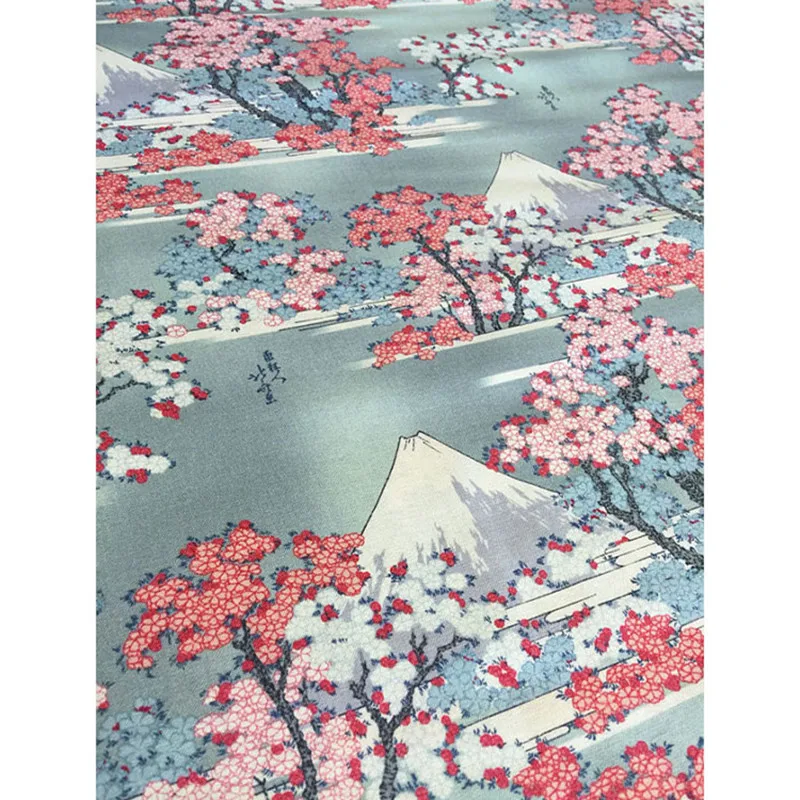 100x140 см японская винтажная стильная ткань для платьев Fuji Cherry Blossom|Ткань| |
