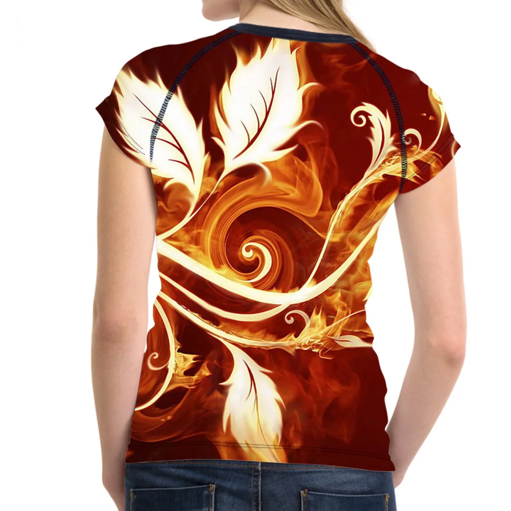 

NoisyDesigns FloralT-shirts Women 3D Fire Print Tshirt Lady Funny Tee Tops Female Casual Flower Short Sleeved Tshirt Crop Tops