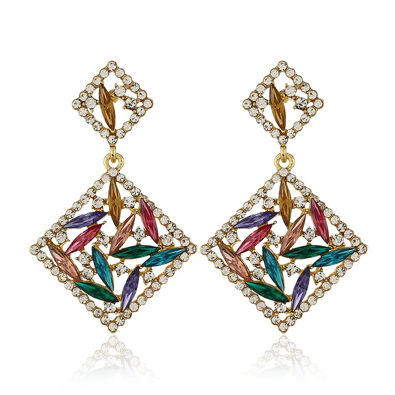 Nihaojewelry темперамент Полые Геометрический Длинные Висячие серьги красочные