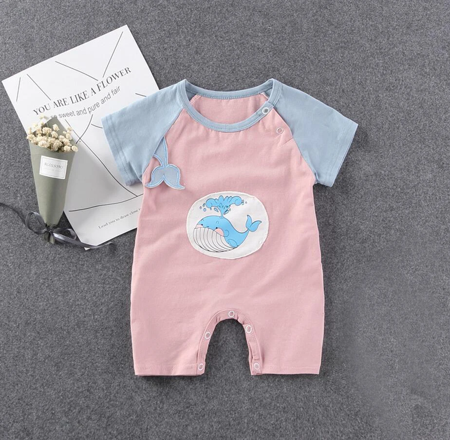 Милый комбинезон для маленьких девочек Летняя одежда мальчиков Мягкая хлопковая