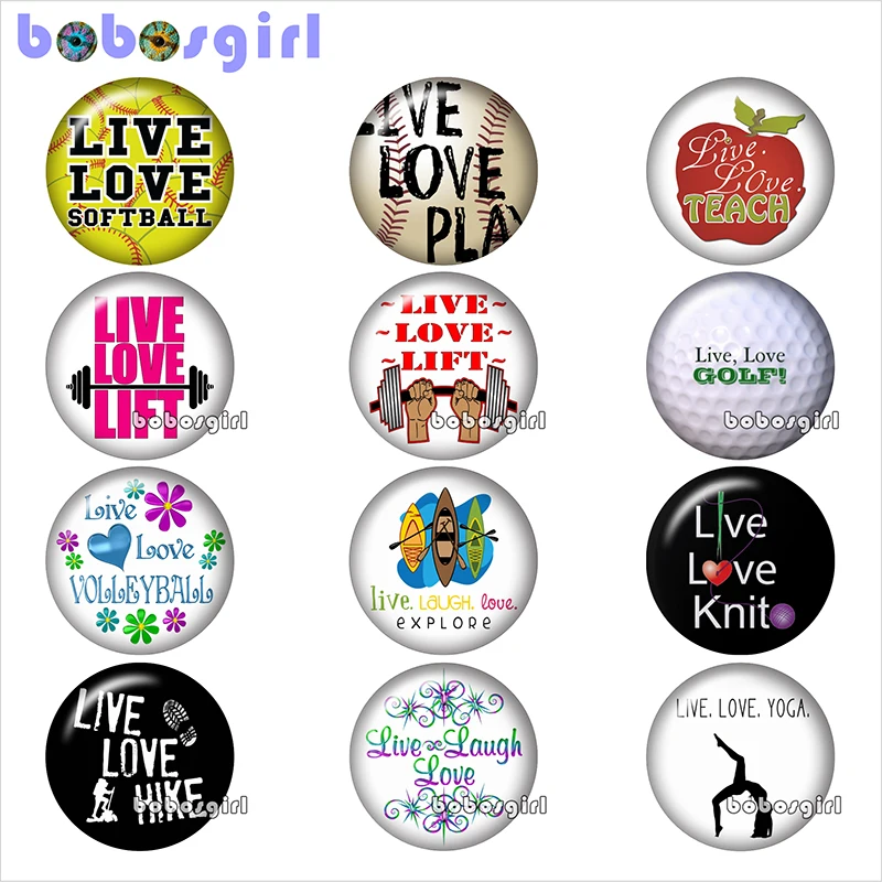 LIVE LOVE стекло кнопки ювелирных украшений Hand Made Круглый Фото Кабошоны с плоской
