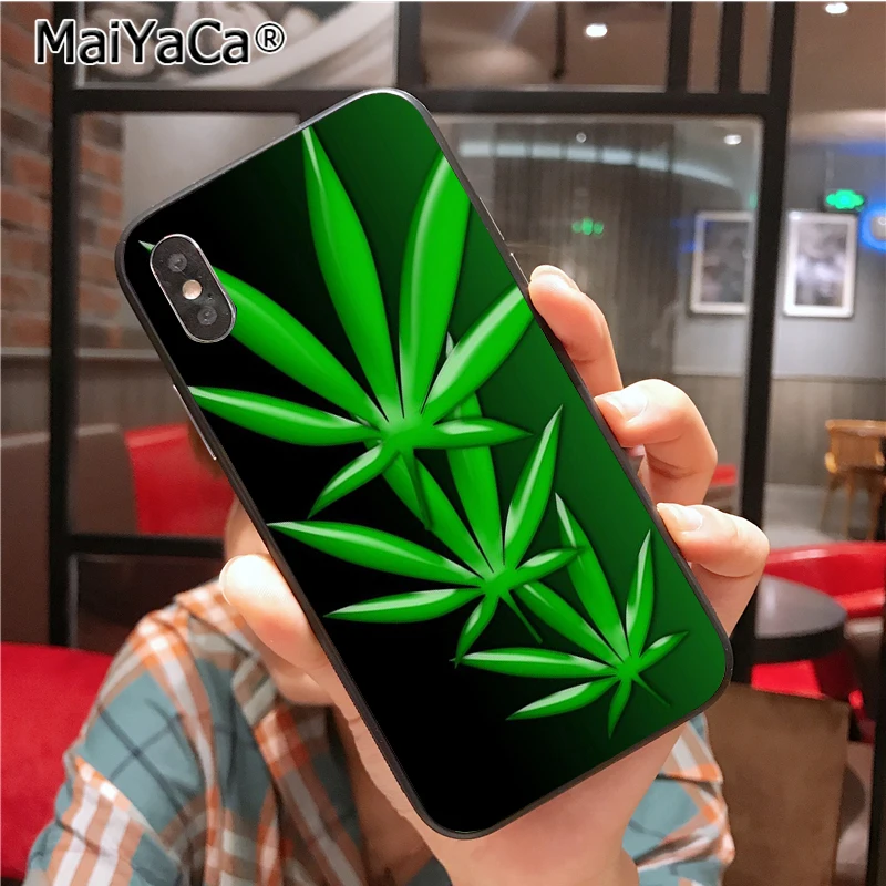 MaiYaCa листья растений Лист Каннабиса DIY окрашенный крутой чехол для iPhone X Xs Xr Xs max 7plus 6 6s 7 8 8Plus 5 5S SE 10 Чехол - Цвет: 14
