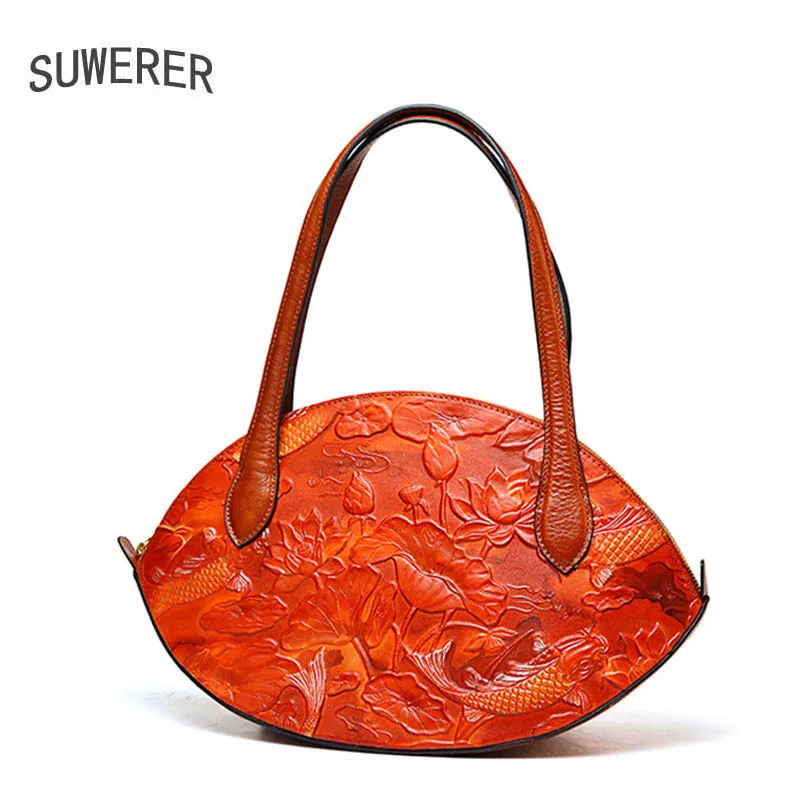 

SUWERER brand leather bag leather Women's handbag 2020 new luxury print handbag Fashion shoulder messenger bag Shell bag
