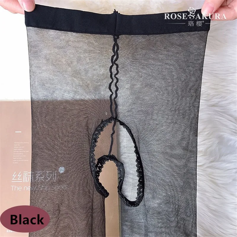 0821 Black Женские прозрачные колготки без выреза, прозрачные колготки с открытой промежностью, 1 линия промежности, невидимые чулки 0821 - Цвет: 0821 Black