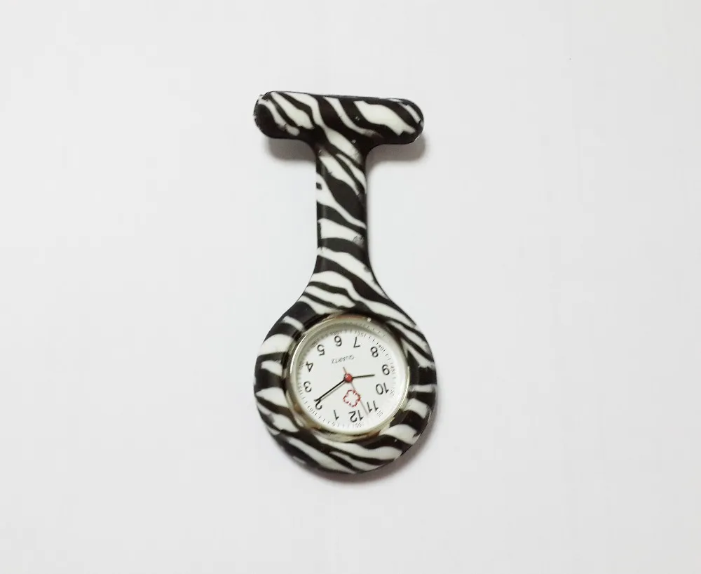 100pcs/lot Fashion Sexy Leopard Prints Silicone Nurse Pin Pocket Watch Analog Hang Fob watch Children Christmas Gifts | Наручные часы