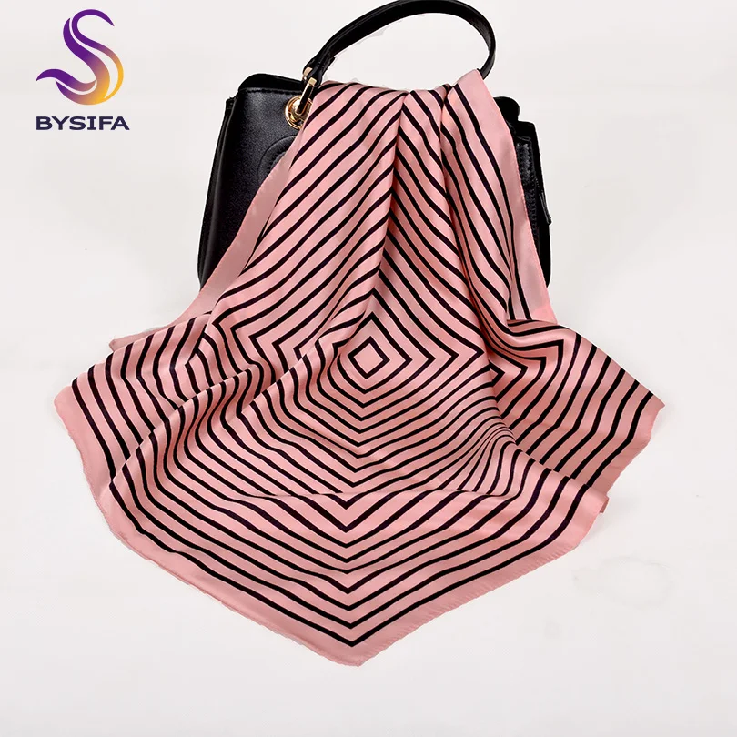 

[BYSIFA] New Pink Silk Scarf Brand Men Women Plain Design 100% Silk Scarf Spring Fall Foulard Femme Neck Small Square Scarves
