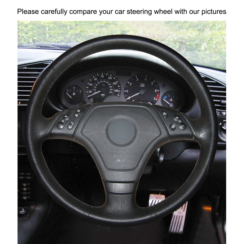 Ручной работы DIY черный замшевый кожаный чехол рулевого колеса автомобиля для BMW