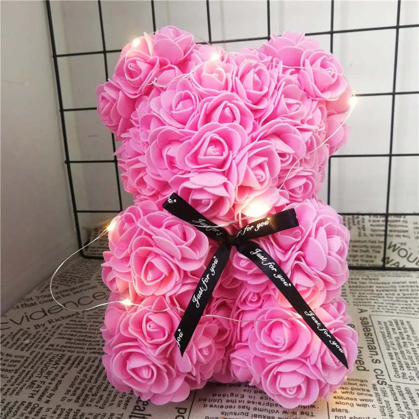 25/38 см искусственные цветы розы медведь многоцветный ПЕНА РОЗА Teddy Bear девушке подарок на день Святого Валентина вечерние украшения - Цвет: 25cm with led light