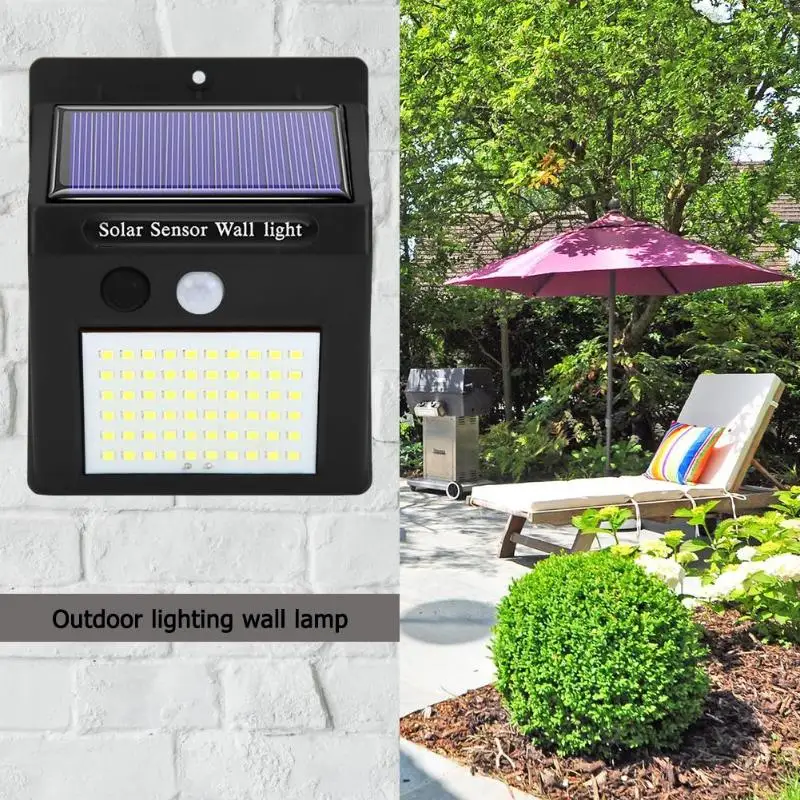 60/70LED Солнечный один/трёхсторонний датчик движения настенный светильник IP65