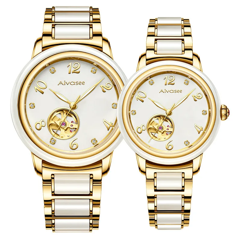 see chart Direct Selling Hotan Jade Mechanical Watch For Men And Women Fully Automatic Waterproof Chinese Ancient Natural Couple - Цвет: see chart