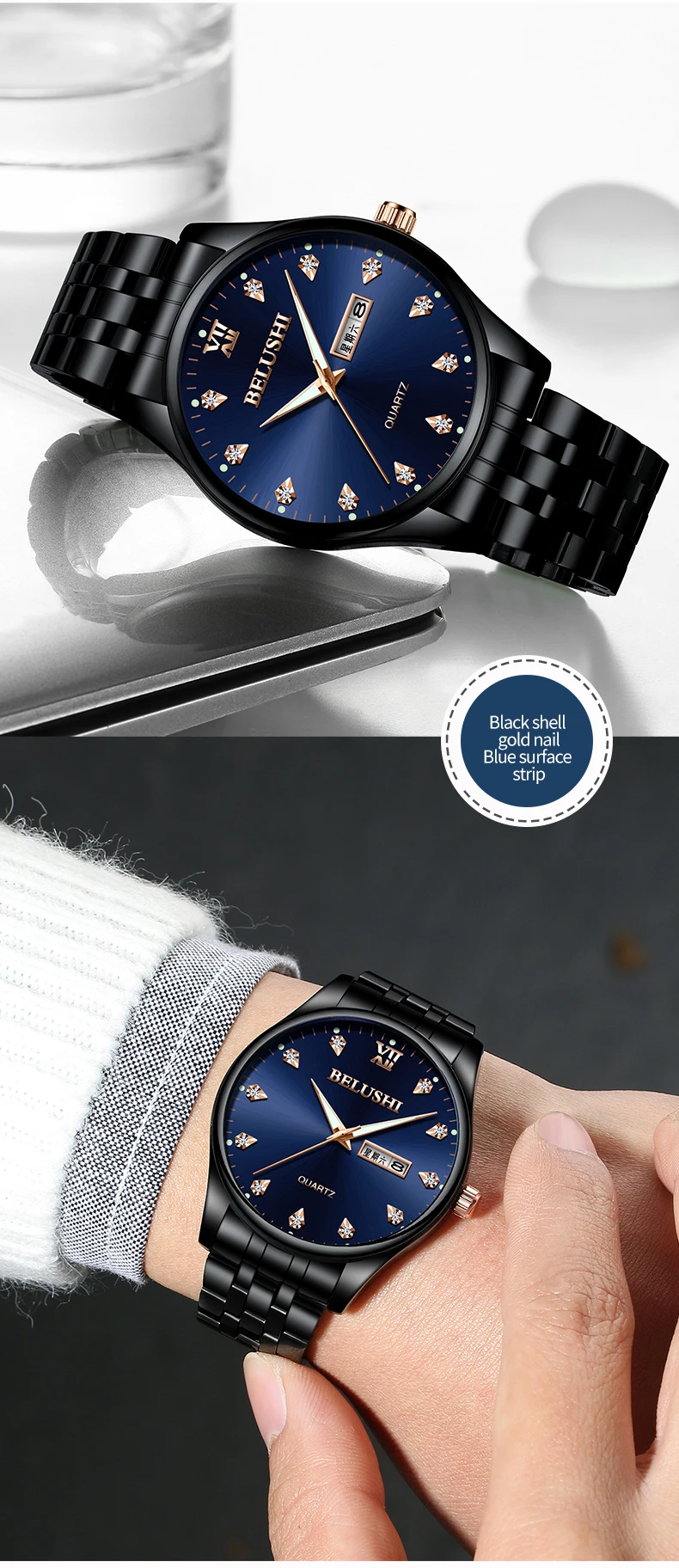 Mens Watches Top Brand Luxury Casual Watch New Fashion Waterproof Business Quartz Watches For Mens Wristwatch Clock Full Steel