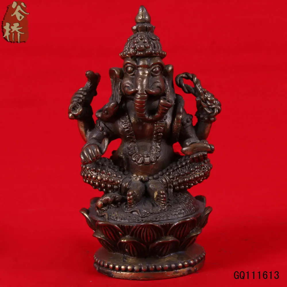 

Китайская тибетская культура, коричневый латунный Ganapati Ganesh статуя лорда Ганеши Buddha, 2 размера