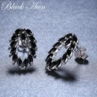 Женские вечерние Ги-гвоздики из серебра 100% пробы, с черной шпинелью