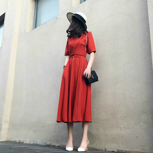 Женское Шифоновое Платье макси с v образным вырезом элегантное платье красного