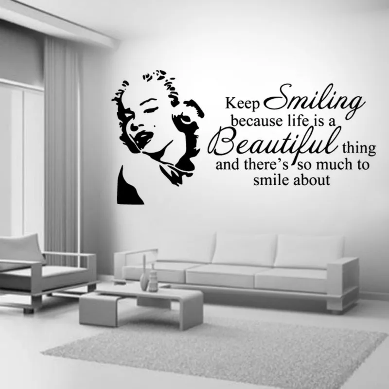 

Marilyn Monroe, смайлик, жизнь, цитаты, настенные наклейки, художественная комната, съемные наклейки