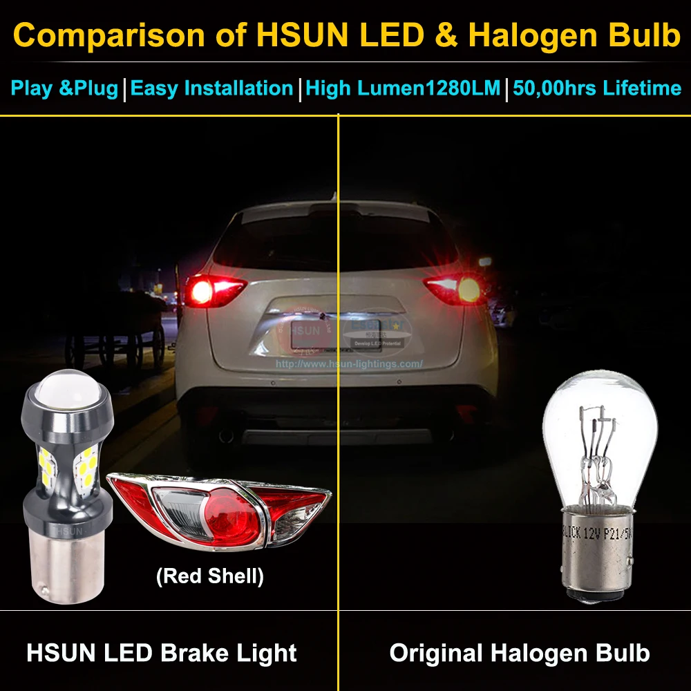 HSUN 2 шт. S25 1157 BAY15D 16SMD 3030 светодиодный чип P21/5 Вт 360 градусов автомобильная лампа