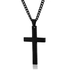 Ожерелье-чокер мужскоеженское, из нержавеющей стали, титановая, серебристаячерная, с молитвой Иисуса, подвесной крест с распятием