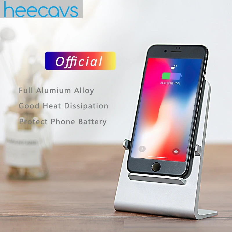 Новая быстрая Беспроводная зарядная подставка Heecavs из алюминиевого стекла QI для