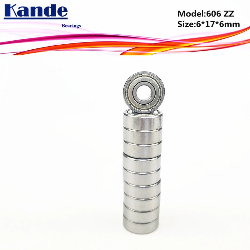Kande подшипники 606 10 шт. ABEC-1 606ZZ ABEC-3 606ZZ 10 шт. ABEC-5 P5 606 ZZ Миниатюрный шариковый подшипник с глубоким жёлобом 6x17x6 мм